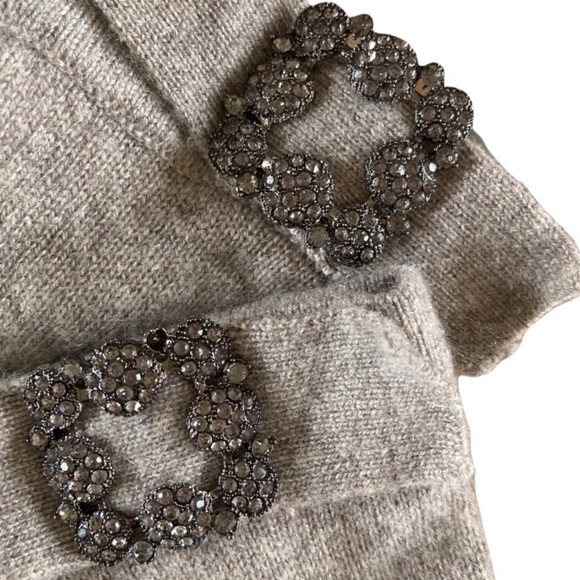 Max&Moi Paris Jeweled Wool Cashmere Blend Gloves NWT - Picture 8 of 8
